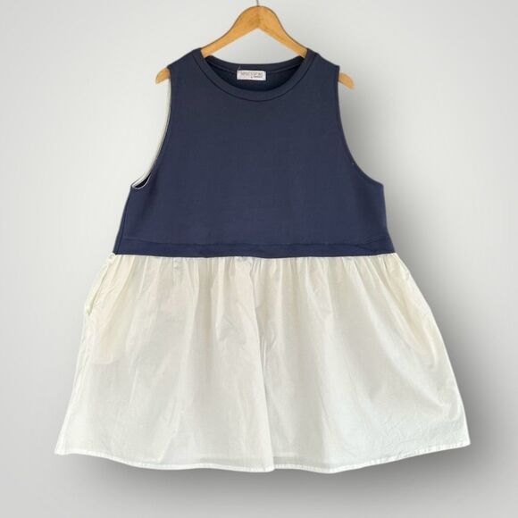 🎉5 for $45🎉 Impressionas Tunic Dress Women Size 1XL Blue White - Picture 1 of 9